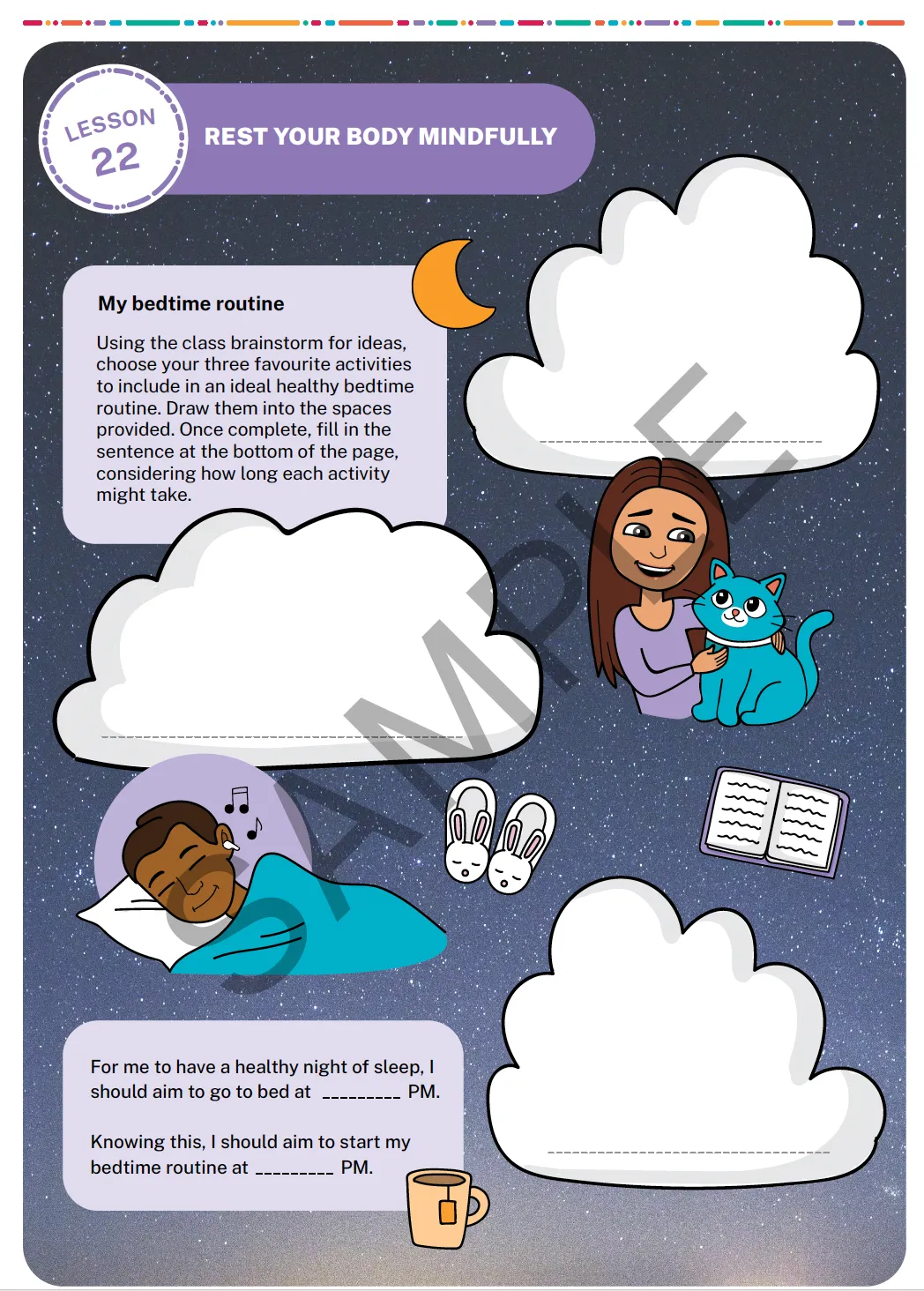 Sample pages from the Year 6 student wellbeing journal