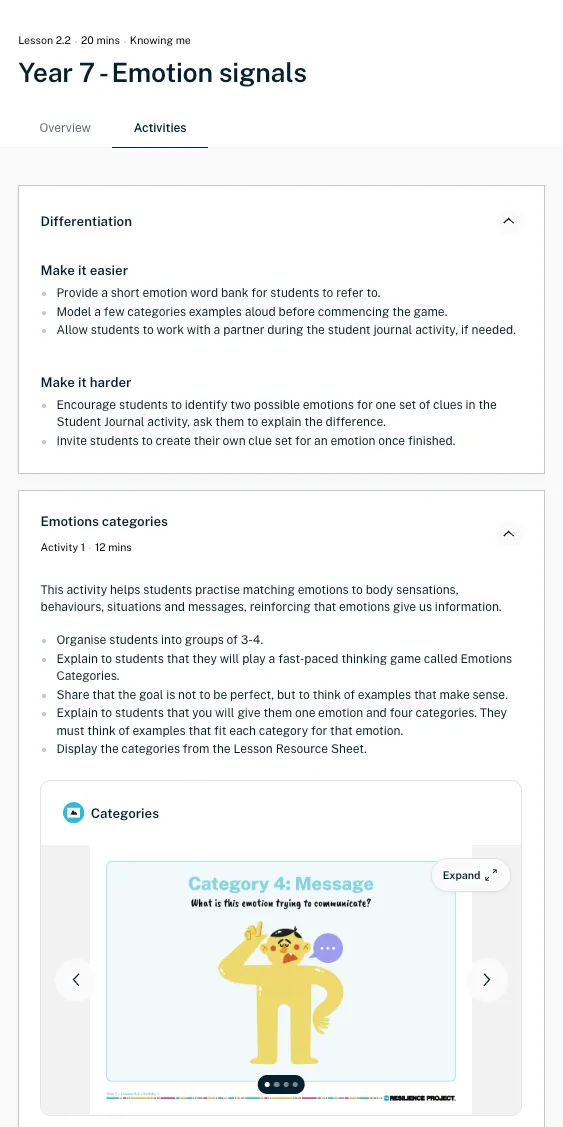 Sample Year 7 lesson plan from the Online Hub — page 2